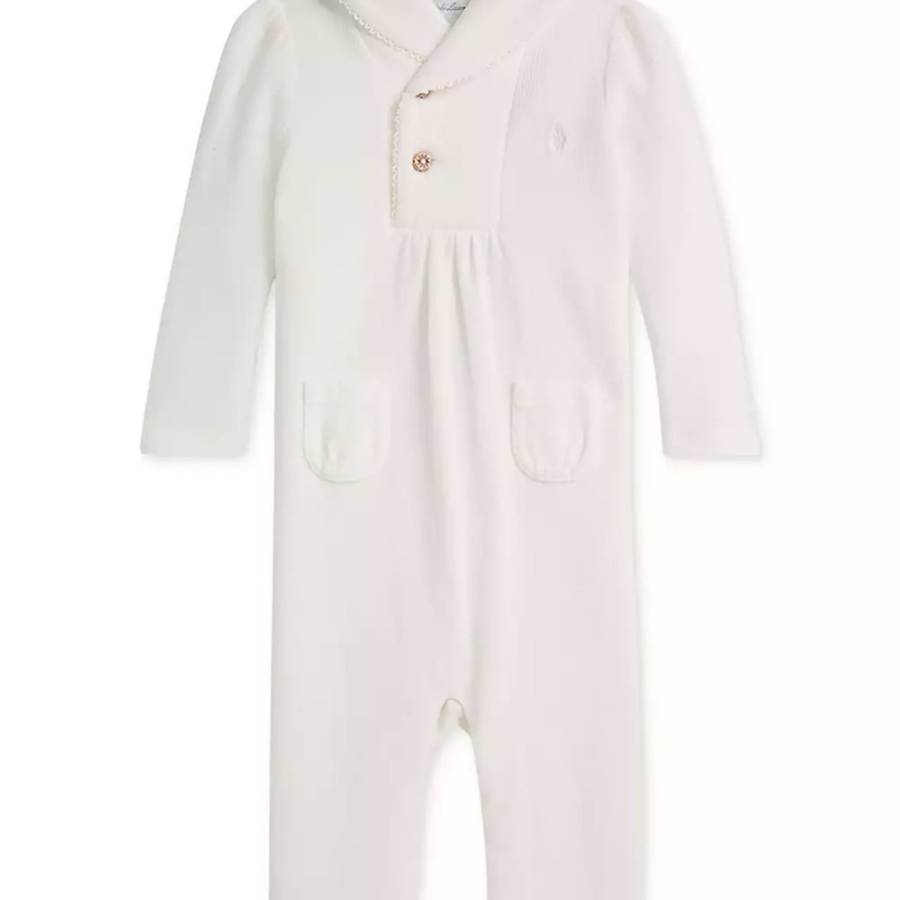 Ralph Lauren Baby Ivory Footless One Piece Romper 12M NWT